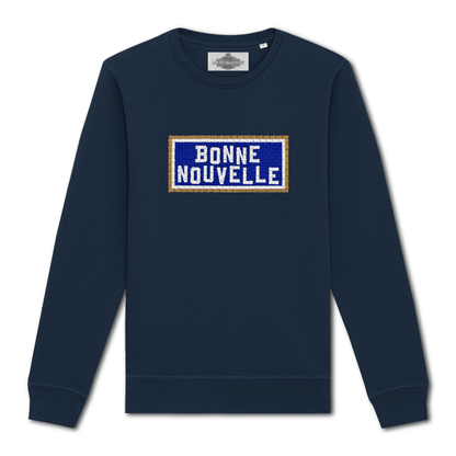 SWEAT BRODÉ BONNE NOUVELLE - NAVY