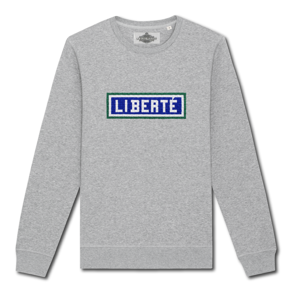 SWEAT BRODÉ LIBERTÉ - GRIS