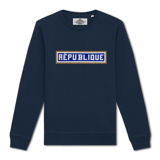 SWEAT BRODÉ RÉPUBLIQUE - NAVY