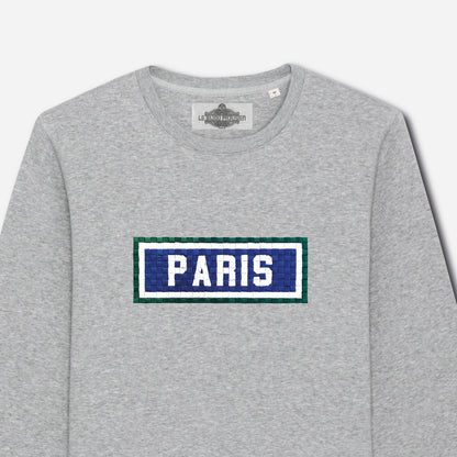 Paris embroidered sweatshirt - Heather Grey