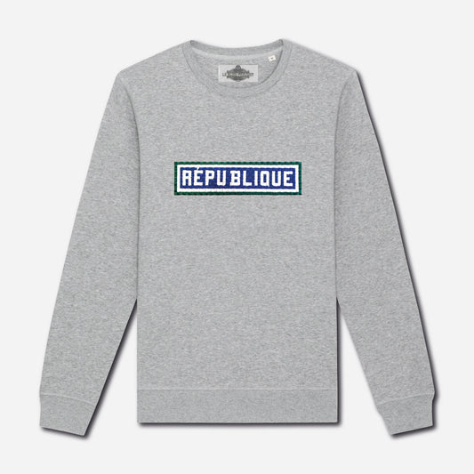 SWEAT BRODÉ RÉPUBLIQUE - GRIS