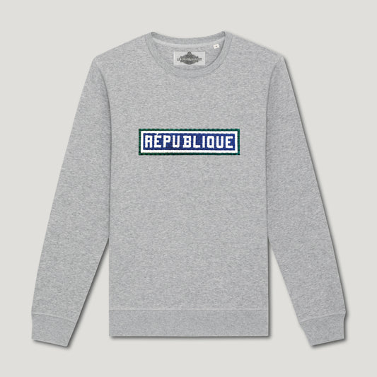SWEAT BRODÉ RÉPUBLIQUE - GRIS