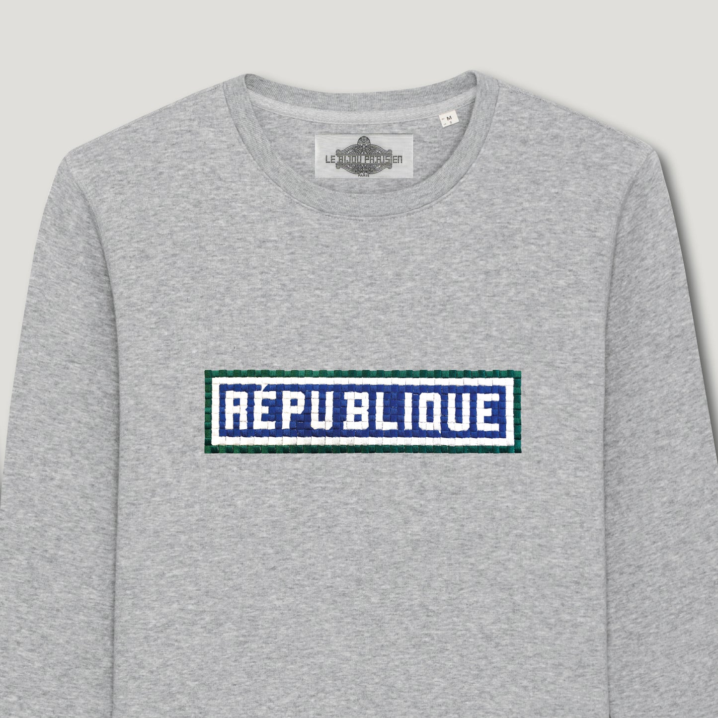 SWEAT BRODÉ RÉPUBLIQUE - GRIS