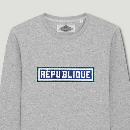 SWEAT BRODÉ RÉPUBLIQUE - GRIS