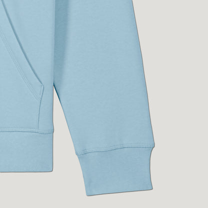 SWEAT SHIRT CAPUCHE COTON BIO BRODÉ - PARIS - BLEU CIEL