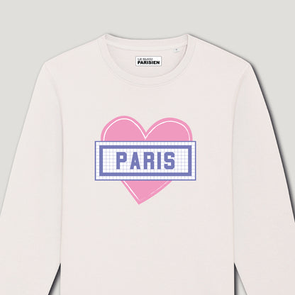 SWEAT IMPRIMÉ COEUR PARIS - ÉCRU
