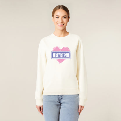 SWEAT IMPRIMÉ COEUR PARIS - ÉCRU