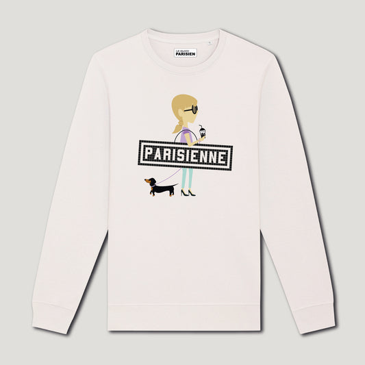 SWEAT IMPRIMÉ PARISIENNE - TECKEL - ÉCRU
