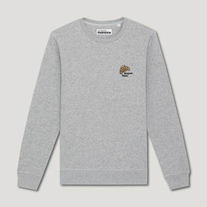 SWEAT BRODÉ BONJOUR PARIS CROISSANT - GRIS