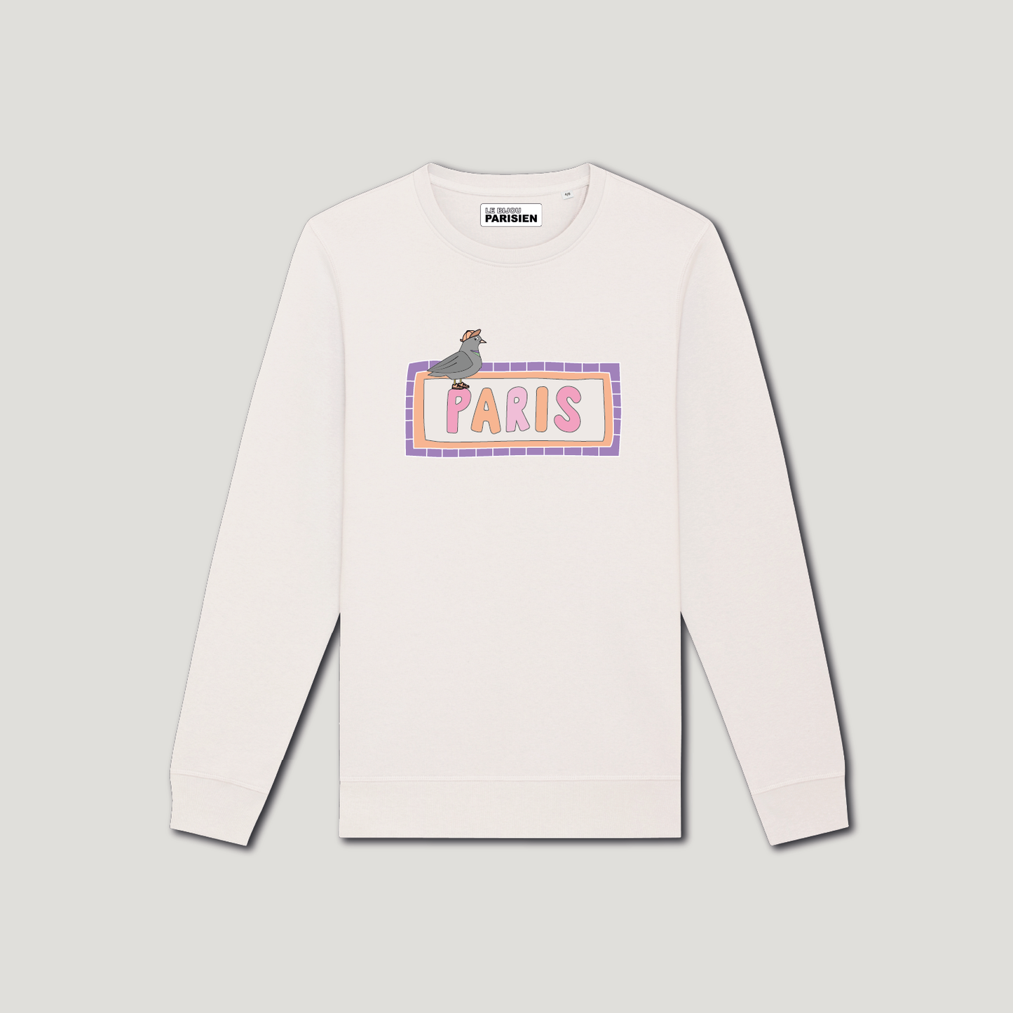 SWEAT-SHIRT ENFANT COTON BIO – PARIS - PIGEON - ÉCRU