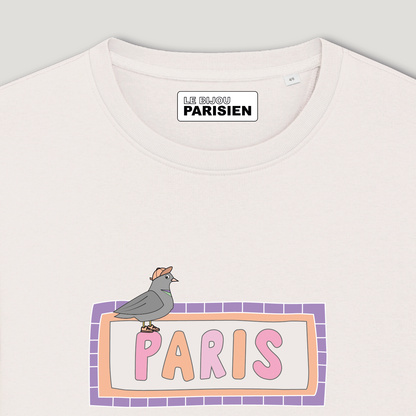 SWEAT-SHIRT ENFANT COTON BIO – PARIS - PIGEON - ÉCRU