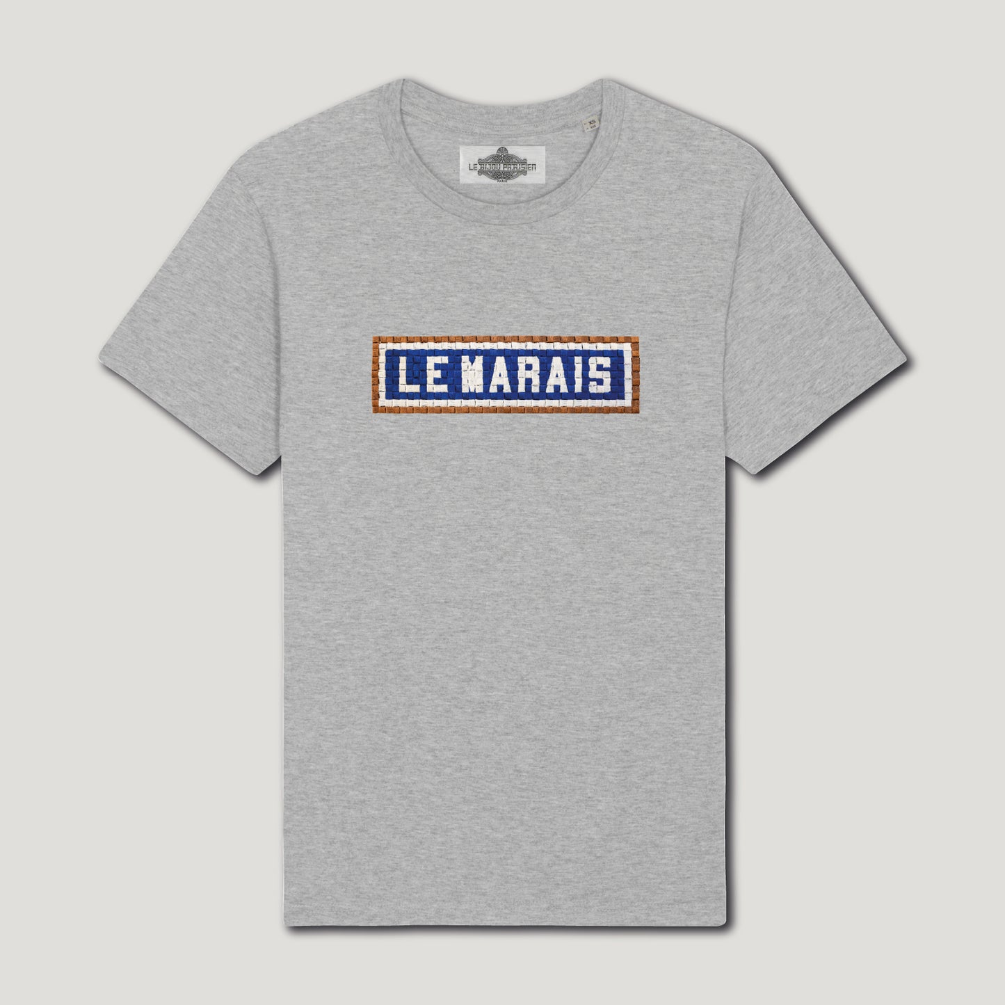 T-SHIRT COTON BIO BRODÉ - LE MARAIS - GRIS