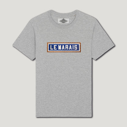 T-SHIRT COTON BIO BRODÉ - LE MARAIS - GRIS