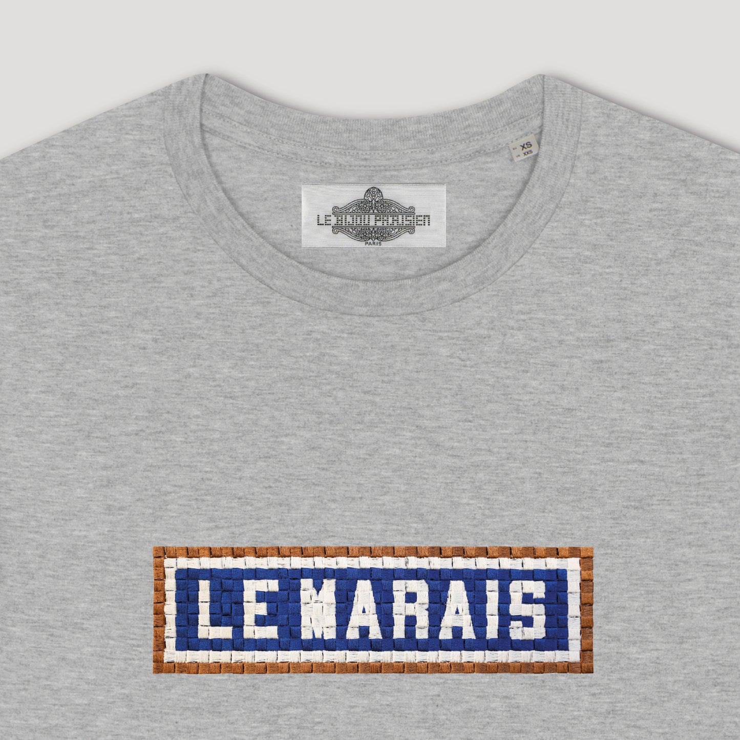 T-SHIRT COTON BIO BRODÉ - LE MARAIS - GRIS