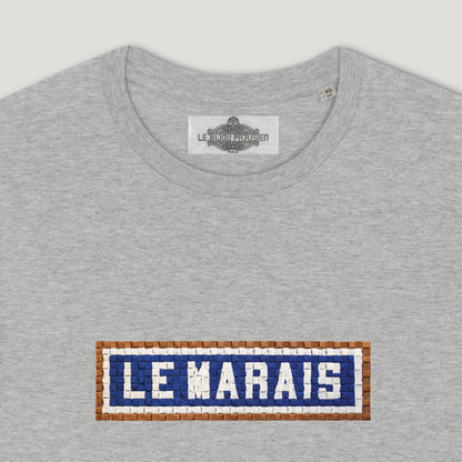 T-SHIRT COTON BIO BRODÉ - LE MARAIS - GRIS