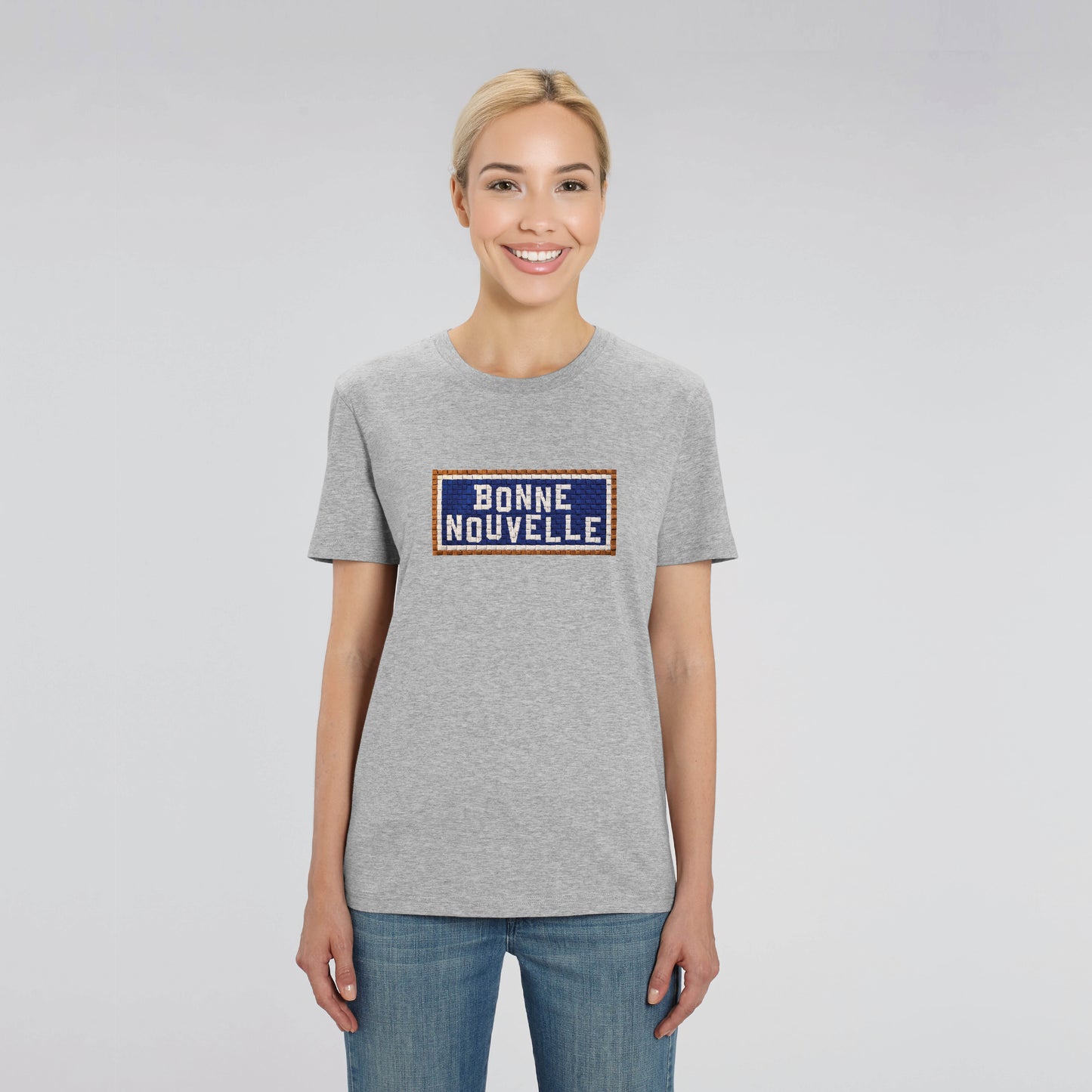 Good News Embroidered T-Shirt - Grey