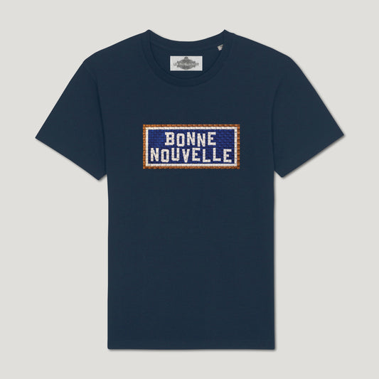 T-SHIRT BRODÉ BONNE NOUVELLE - NAVY