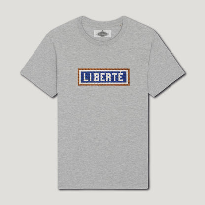T-SHIRT BRODÉ LIBERTÉ - GRIS