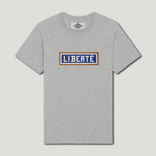 Liberty Embroidered T-Shirt - Grey