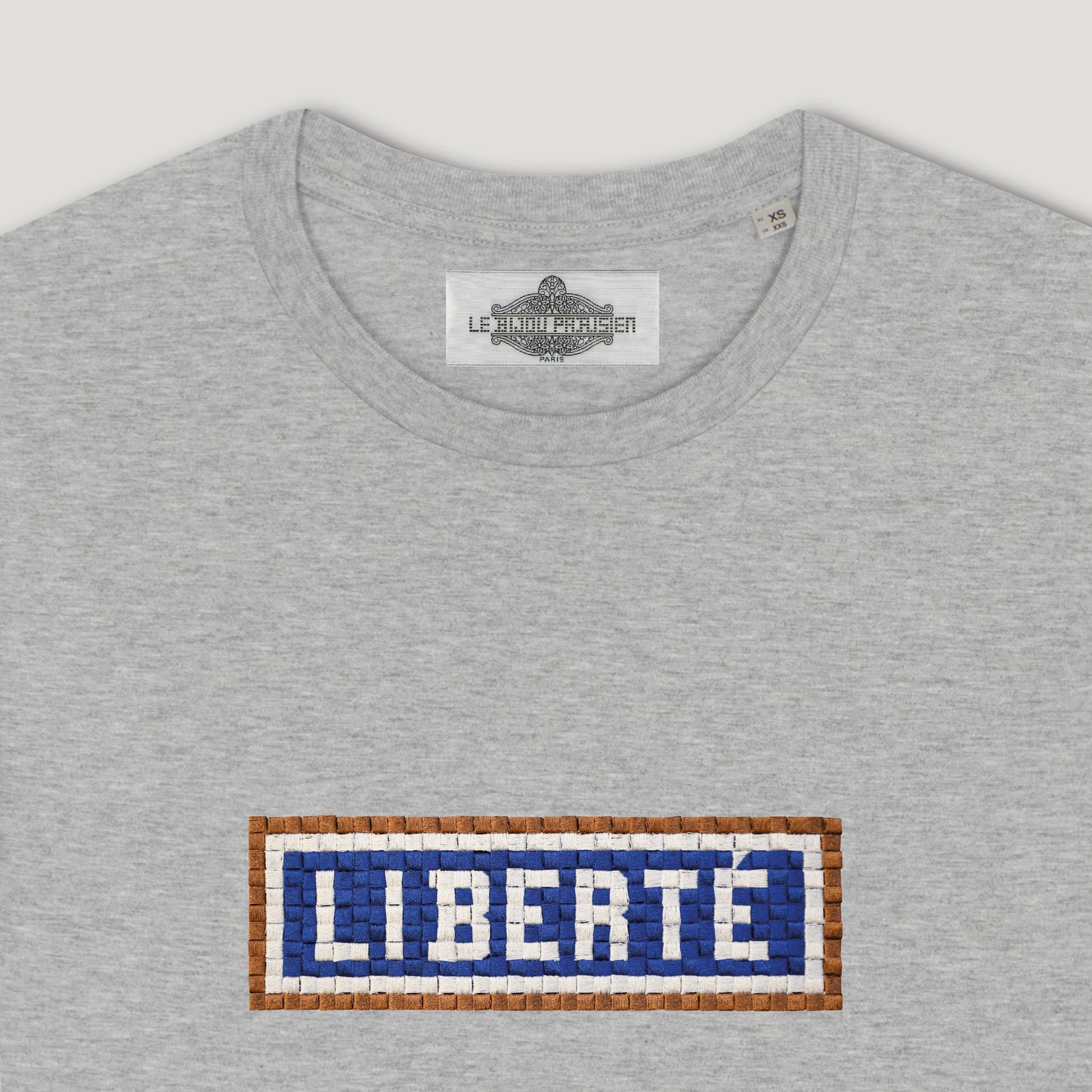 T-SHIRT BRODÉ LIBERTÉ - GRIS