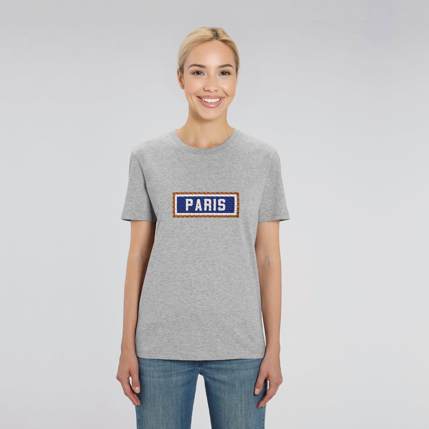 T-SHIRT BRODÉ PARIS - GRIS