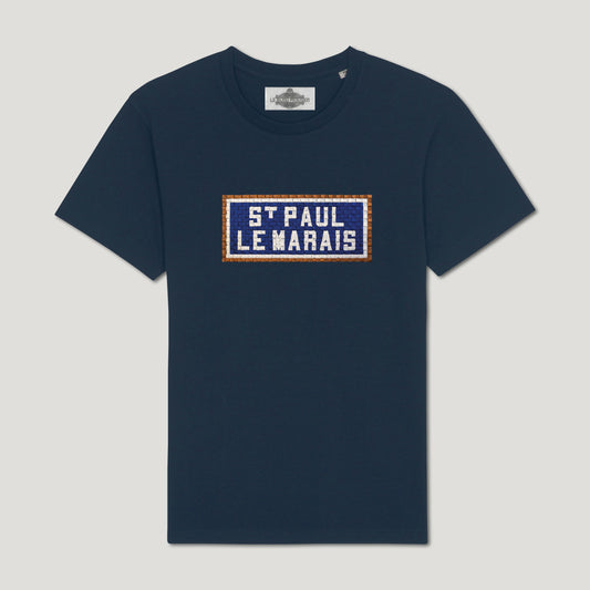 T-SHIRT BRODÉ ST PAUL LE MARAIS - NAVY