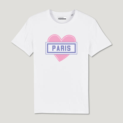 TEE SHIRT IMPRIMÉ COEUR PARIS - BLANC