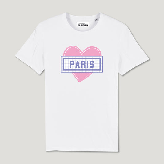 TEE SHIRT IMPRIMÉ COEUR PARIS - BLANC