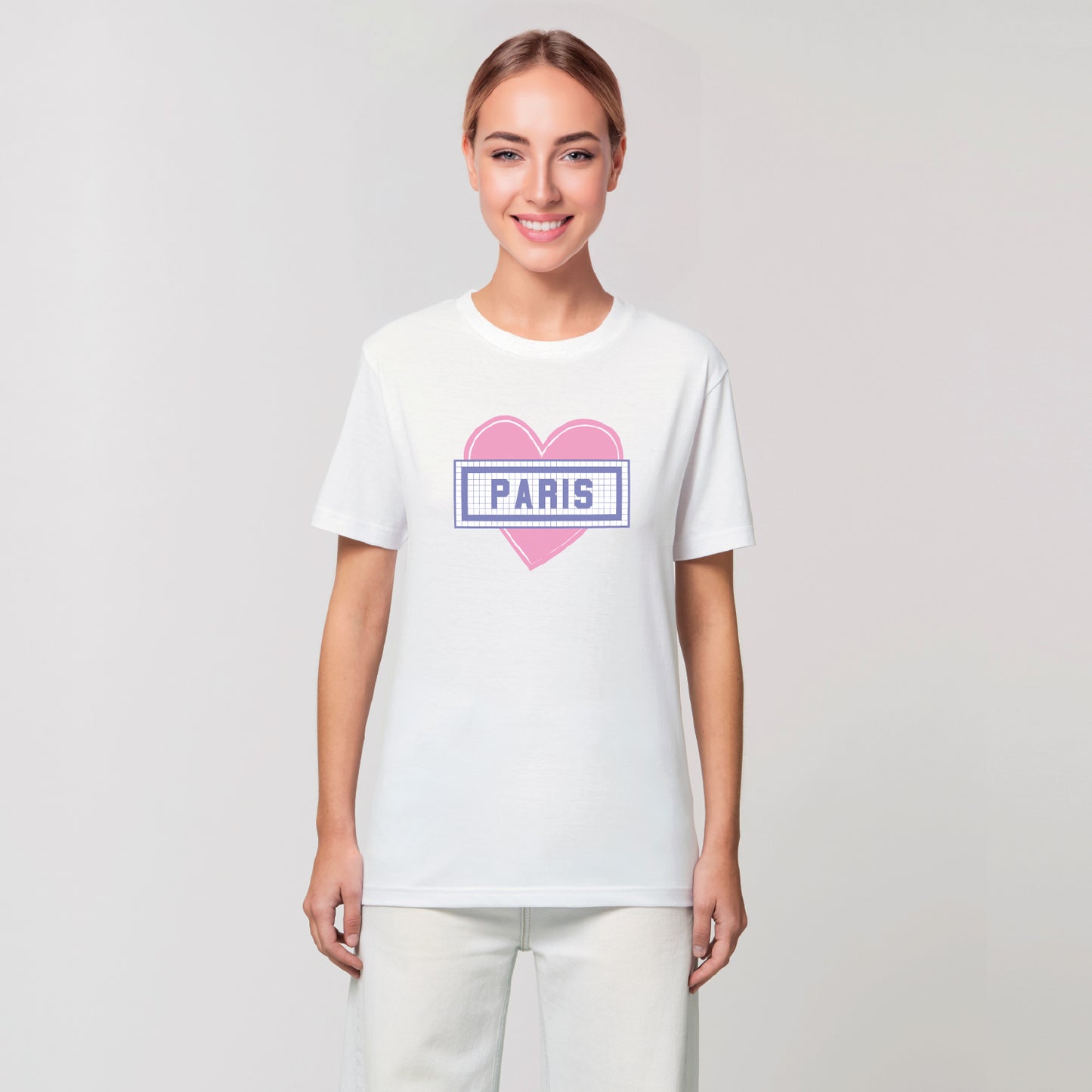 TEE SHIRT IMPRIMÉ COEUR PARIS - BLANC