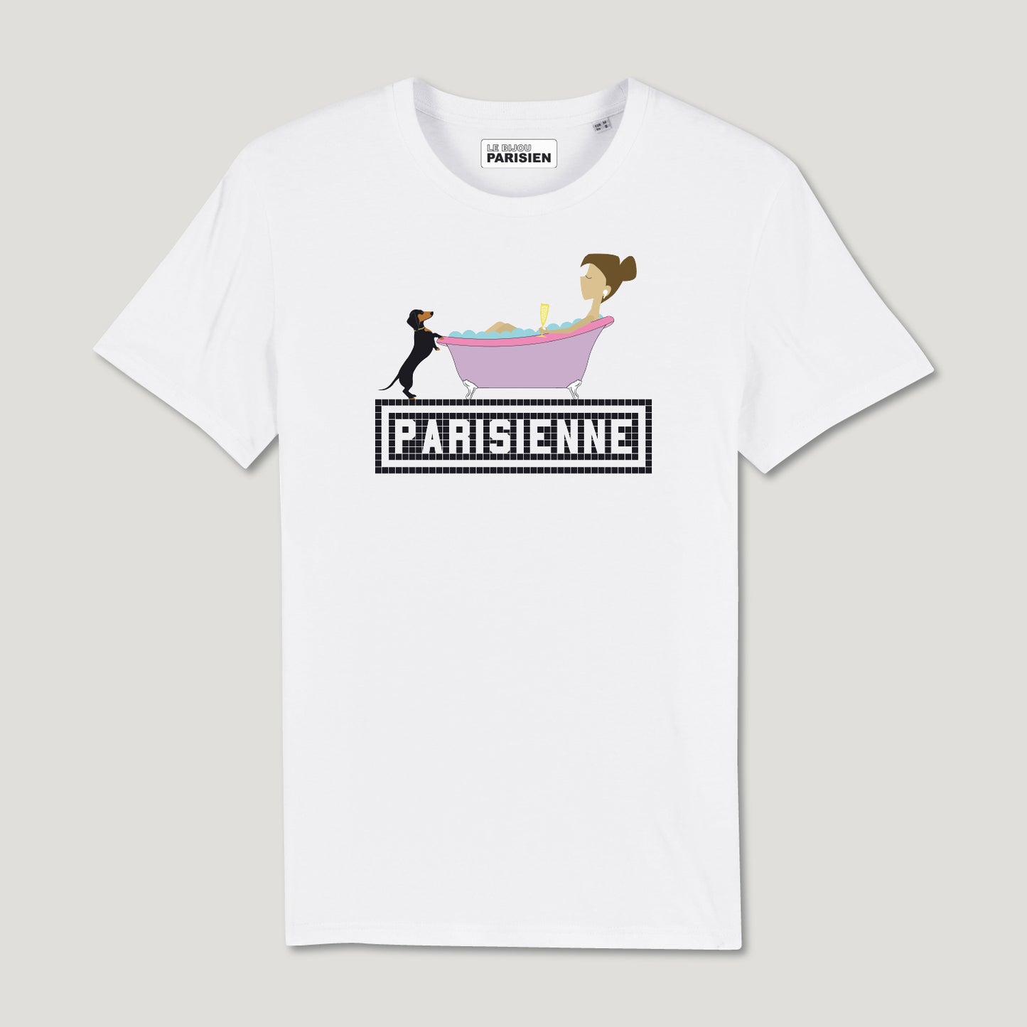 TEE SHIRT IMPRIMÉ PARISIENNE - BAIN - BLANC
