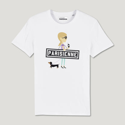 TEE SHIRT IMPRIMÉ PARISIENNE TECKEL - BLANC