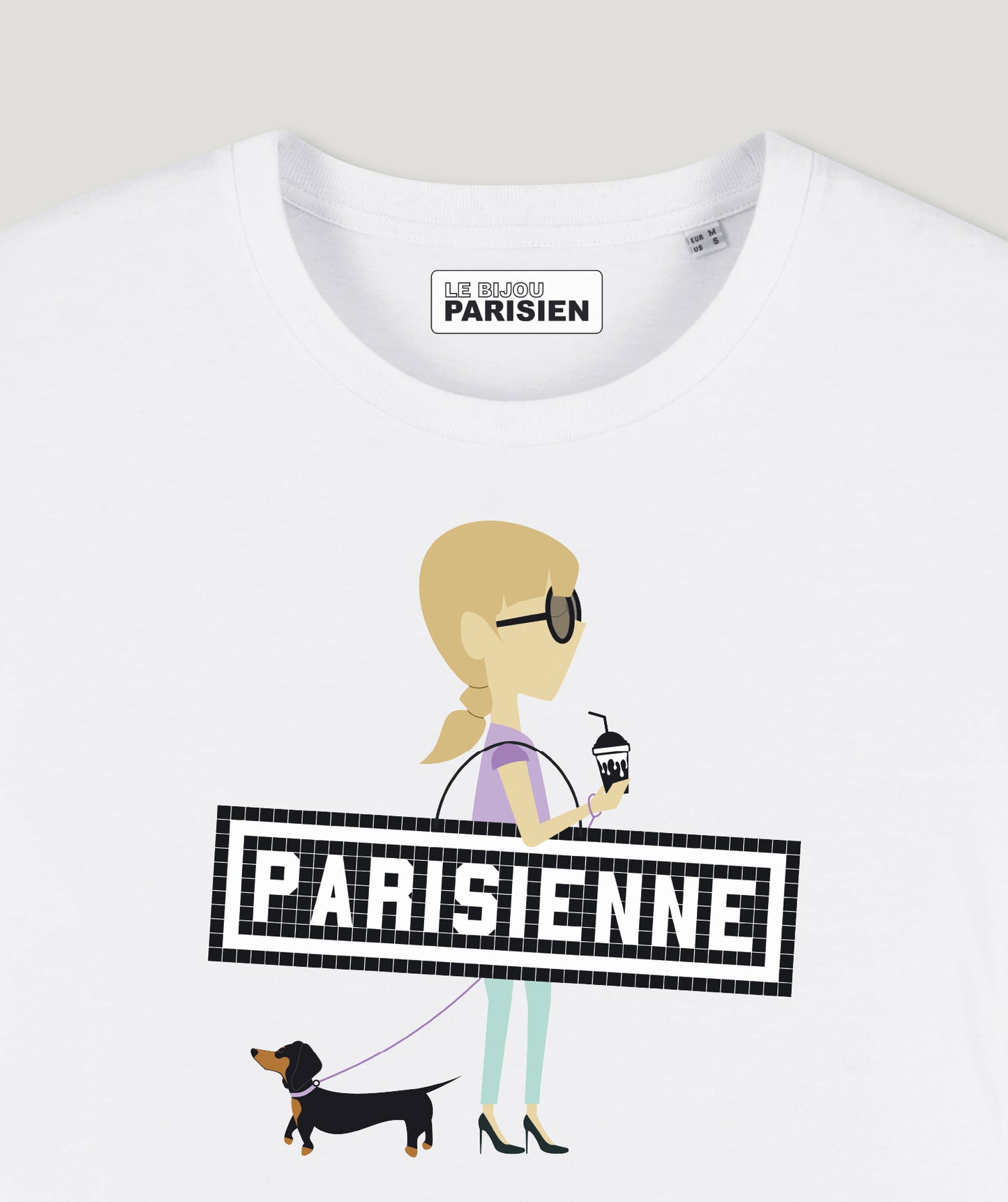 TEE SHIRT IMPRIMÉ PARISIENNE TECKEL - BLANC