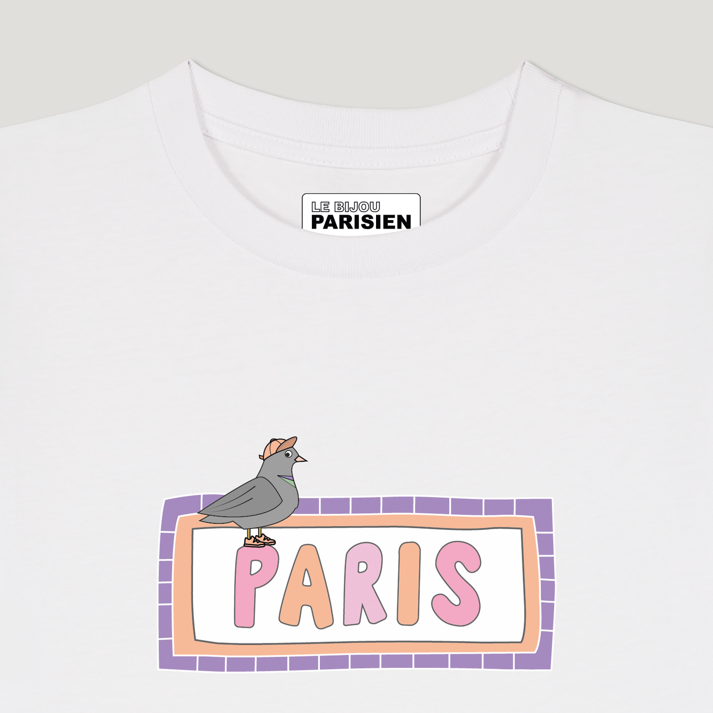 T-SHIRT ENFANT COTON BIO – PARIS - PIGEON - BLANC
