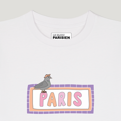 T-SHIRT ENFANT COTON BIO – PARIS - PIGEON - BLANC