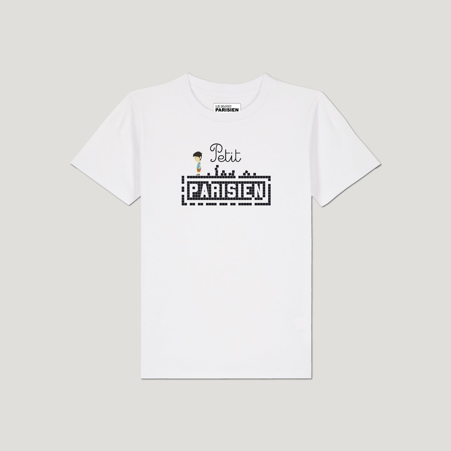 TEE SHIRT ENFANT IMPRIMÉ PETIT PARISIEN - COTON BIO - BLANC