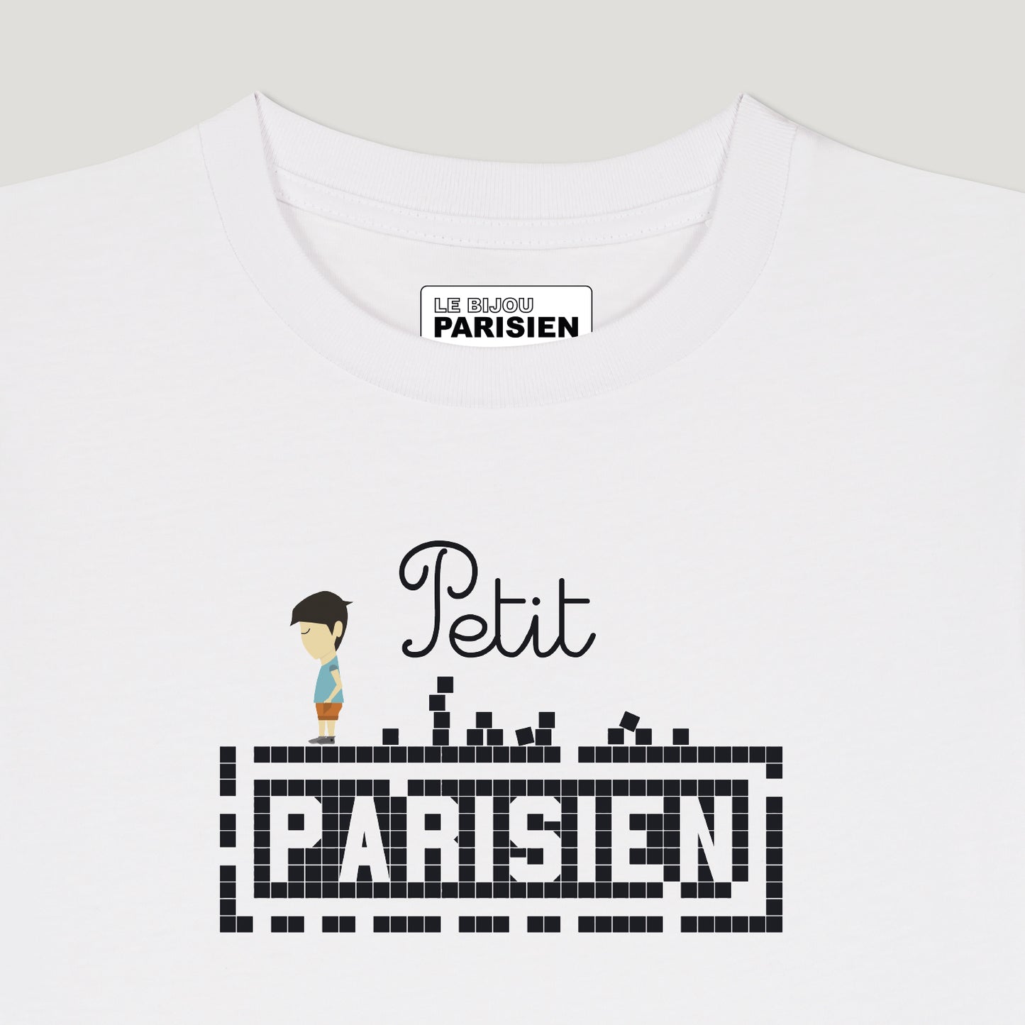 TEE SHIRT ENFANT IMPRIMÉ PETIT PARISIEN - COTON BIO - BLANC