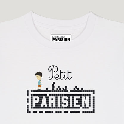 TEE SHIRT ENFANT IMPRIMÉ PETIT PARISIEN - COTON BIO - BLANC