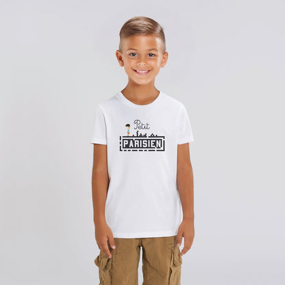 TEE SHIRT ENFANT IMPRIMÉ PETIT PARISIEN - COTON BIO - BLANC