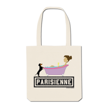 Charger l&#39;image dans la galerie, Tote Bag Imprimé Parisienne Teckel / baignoire - Ecru
