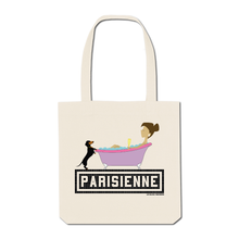 Load image into Gallery viewer, Tote Bag Imprimé Parisienne Teckel / baignoire - Ecru
