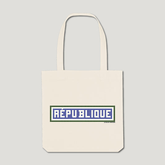 Republic Printed Tote Bag - Ecru