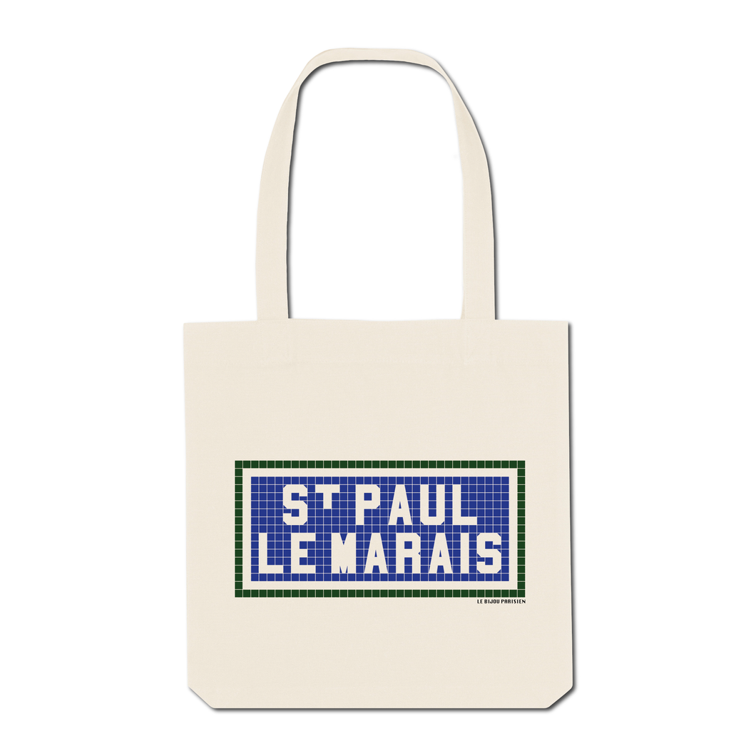 Tote Bag Imprimé St Paul le Marais - Ecru