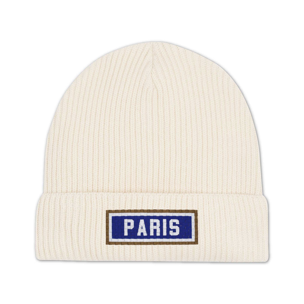 Bonnet brodé Paris - Beige