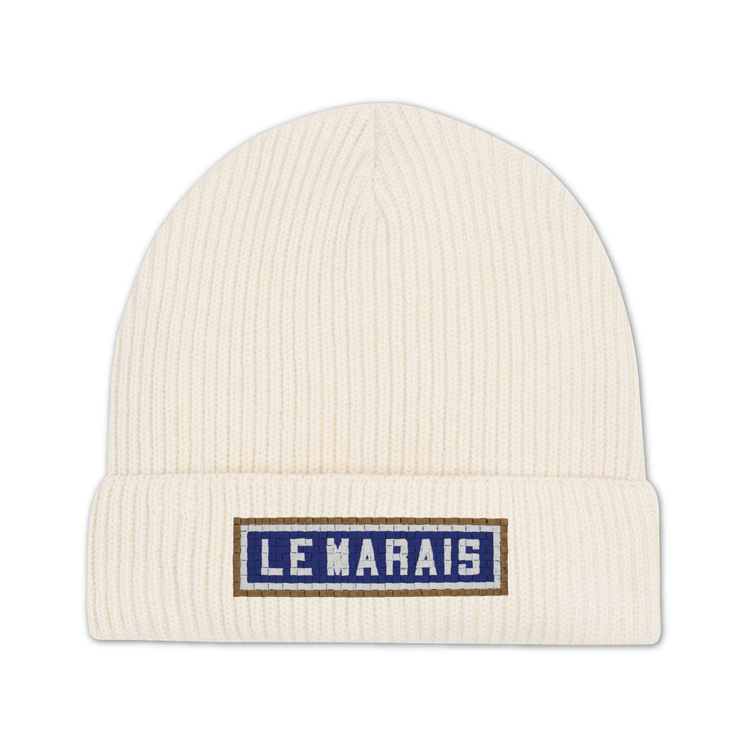 Bonnet brodé Le Marais - Beige