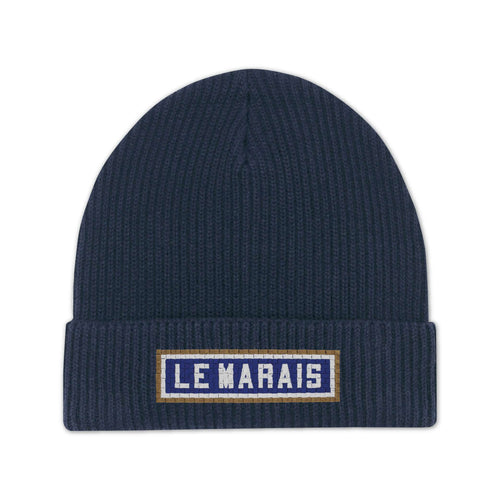 Bonnet brodé Le Marais - Navy