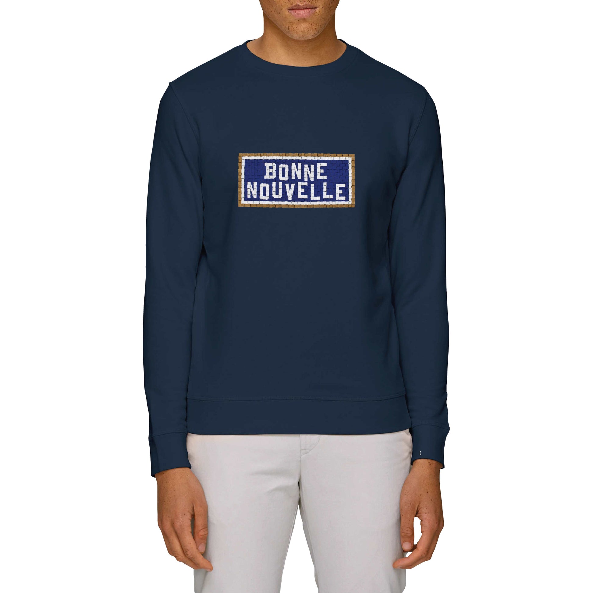 Sweat brodé Bonne Nouvelle - Navy