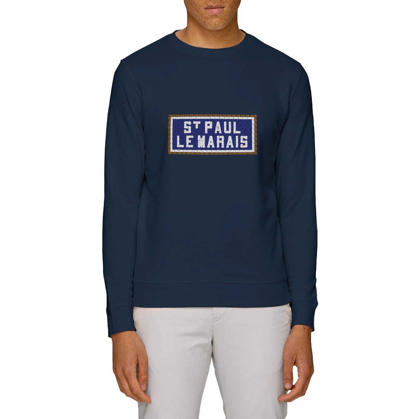 SWEAT BRODÉ SAINT PAUL LE MARAIS - NAVY