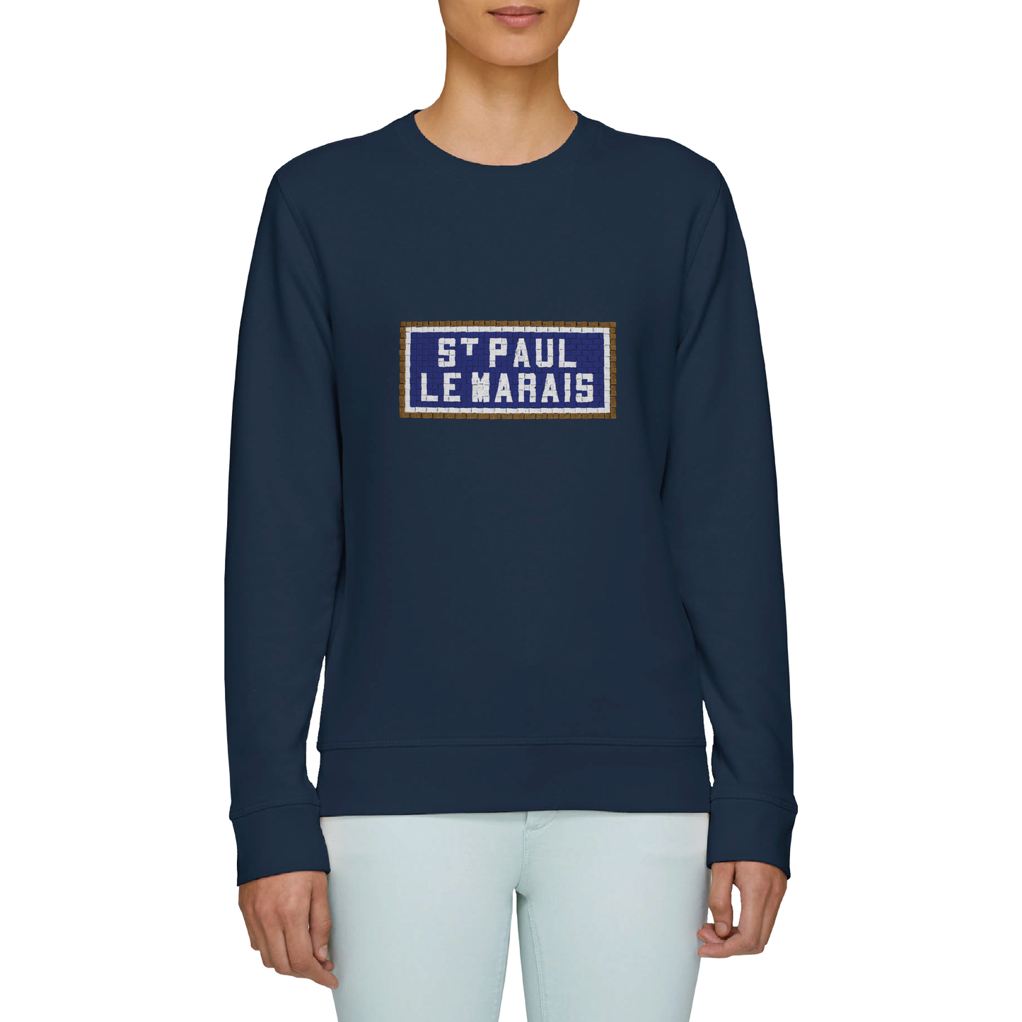 SWEAT BRODÉ SAINT PAUL LE MARAIS - NAVY